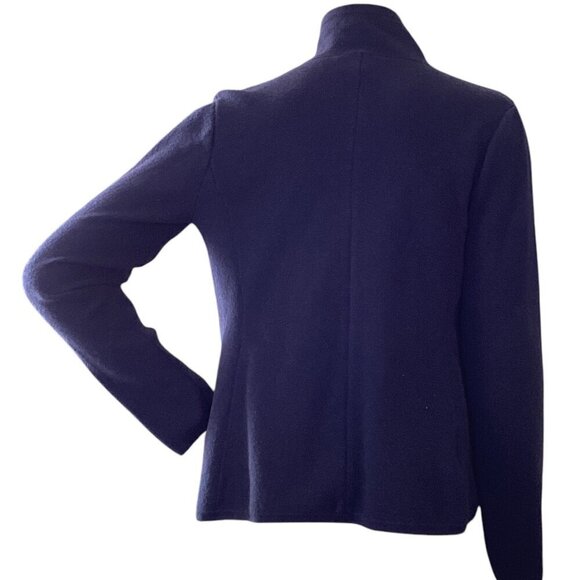 Ann Taylor Sweater Knit Blazer Sz M Navy Blue Cotton Wool Blend #279S - Picture 7 of 10